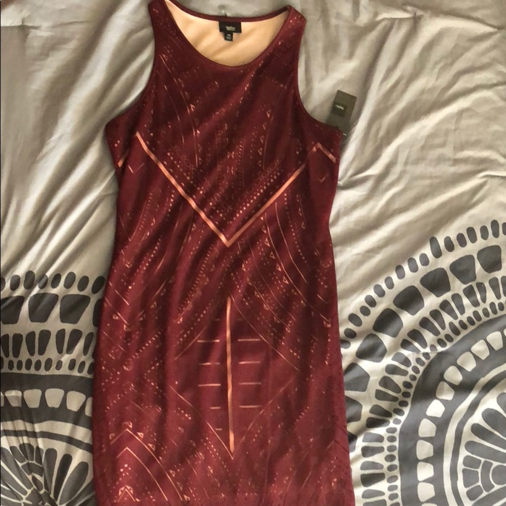 Burgundy laser cut dress